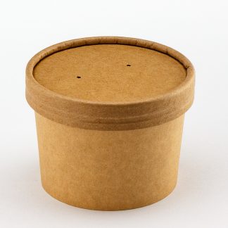 Контейнер картонный "Eco Soup 8C" крафт 230мл 75*60мм с картонной крышкой