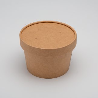 Контейнер картонный круглый "Round Bowl" 400мл крафт 75*100мм с карт. крышкой