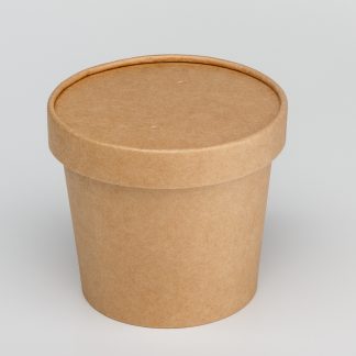 Контейнер картонный круглый "Round Bowl" 400мл крафт 75*100мм с карт. крышкой