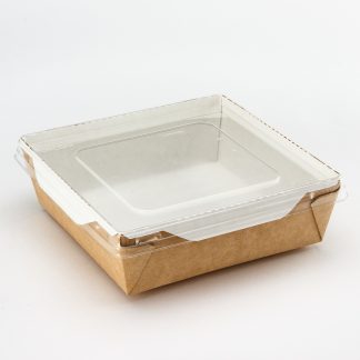 Контейнер картонный "Eco OpSalad" 900мл белый с крышкой 150*150*50мм